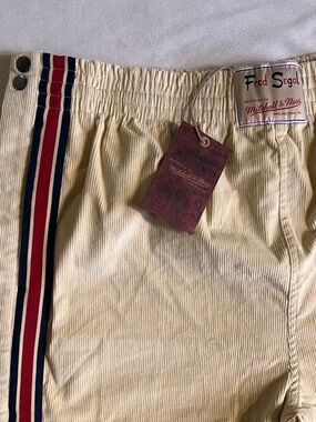 Men's Cream Corduroy Pants with Stripe Tearaway Mitchell & Ness Fred Segal NWT